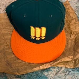 Orange & green hat by new era 7 5/8
